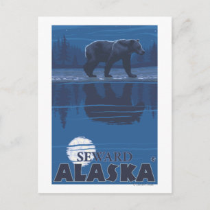 Bear in Moonlight - Seward, Alaska Postcard