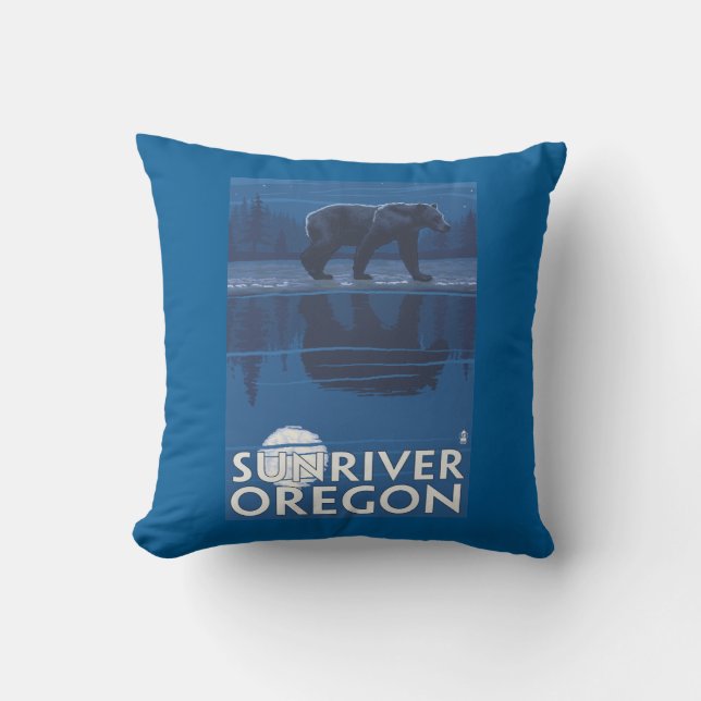 Bear in Moonlight - Sun River, Oregon Cushion (Front)