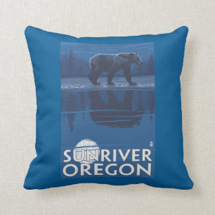 Bear in Moonlight - Sun River, Oregon Cushion