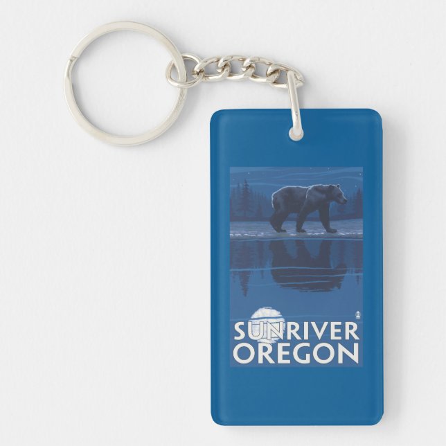 Bear in Moonlight - Sun River, Oregon Key Ring (Front)