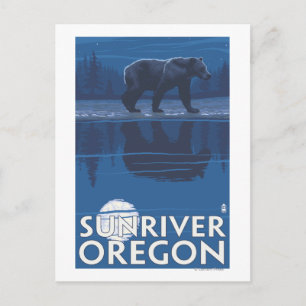 Bear in Moonlight - Sun River, Oregon Postcard