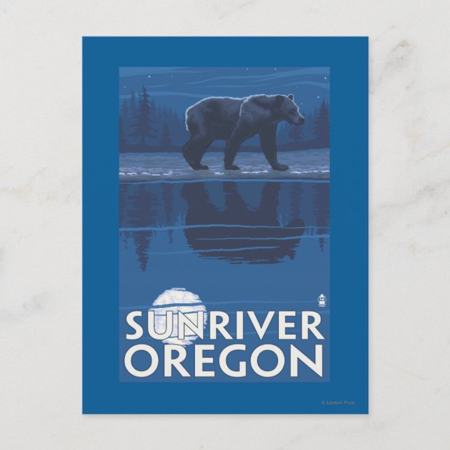 Bear in Moonlight - Sun River, Oregon Postcard (Front)
