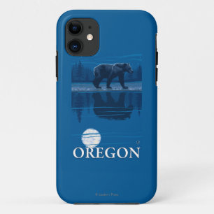 Bear in Moonlight- Vintage Travel Poster iPhone 11 Case