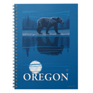 Bear in Moonlight- Vintage Travel Poster Notebook