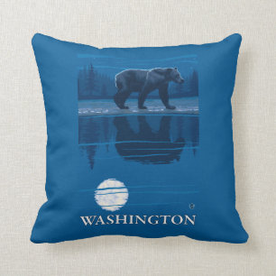 Bear in Moonlight - Washington Cushion