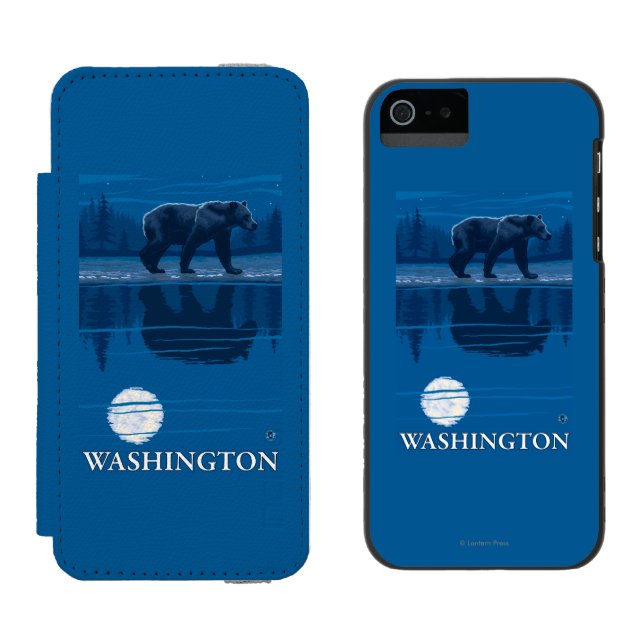 Bear in Moonlight - Washington Incipio iPhone Wallet Case (Side by Side)