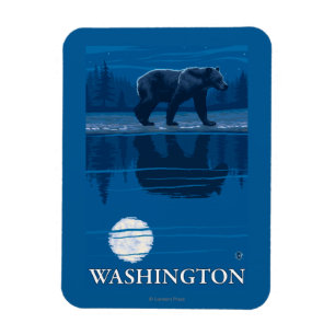 Bear in Moonlight - Washington Magnet