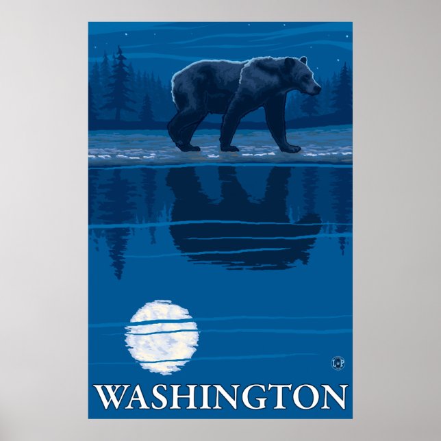 Bear in Moonlight - Washington Poster (Front)