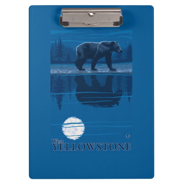 Bear in Moonlight - West Yellowstone, Montana Clipboard (Front)
