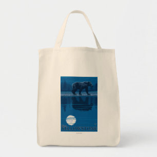 Bear in Moonlight - West Yellowstone, Montana Tote Bag