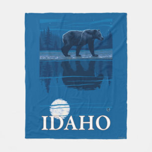 Bear in MoonlightIdahoVintage Travel Poster Fleece Blanket