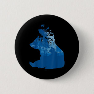 Bear In Nature Forest Silhouette Birds Environment 6 Cm Round Badge