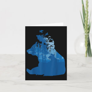 Bear In Nature Forest Silhouette Birds Environment Card