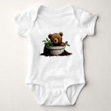 Bear in Potted Plant Illustration
