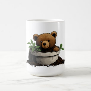 Bear in Potted Plant Illustration Coffee Mug