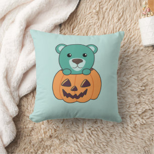 Bear In Pumpkin Sweet Bears Happy Halloween Throw Cushion