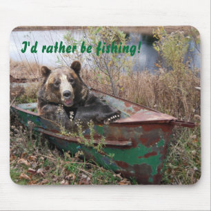 bear in rusty rowboat mouse pad
