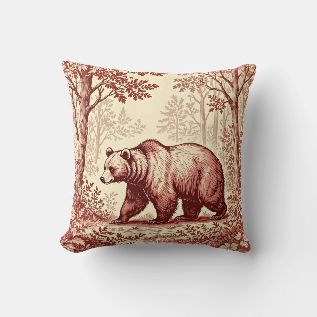 Bear in the Forest Toile Cushion (Front)