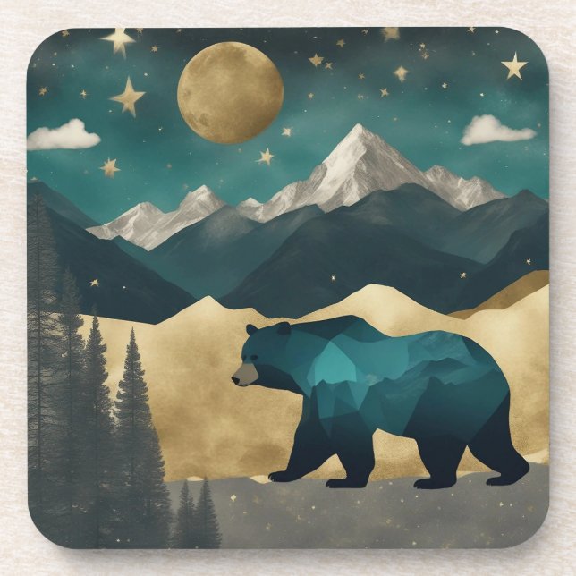 Bear in the Moonlight Design Coaster (Front)