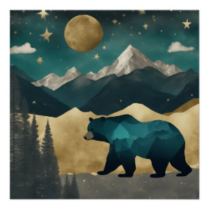Bear in the Moonlight Design Poster