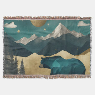 Bear in the Moonlight Design Throw Blanket