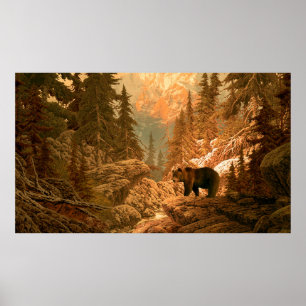Bear in the Rocky Mountainsbear,brown,animal,grizz Poster