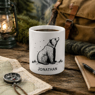 Bear in the Wilderness Monogram  Coffee Mug