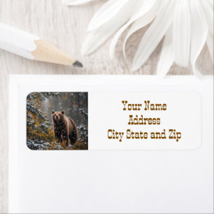 Bear in the Woods Holiday Return Address Label