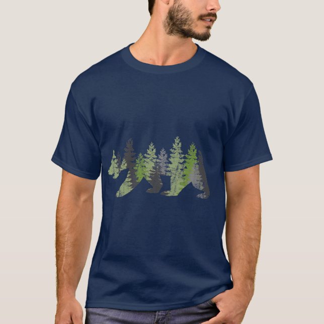 Bear in Trees Graphic  Outdoor Exploring T-Shirt (Front)