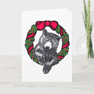 bear in wreath holiday card