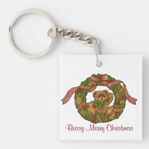 Bear In Wreath Key Ring