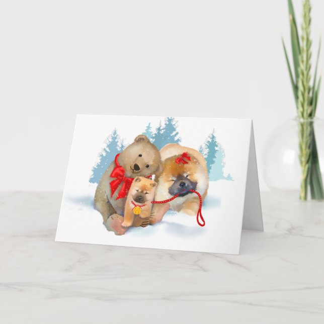BEAR-ING GIFTS Chow & Teddybear  PERSONALIZE Card (Front)