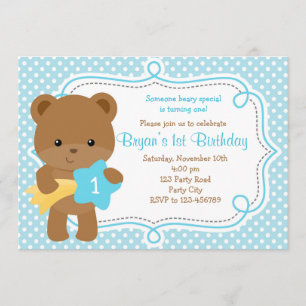 Bear Invitation (1st Birthday / Baby Shower) - Boy