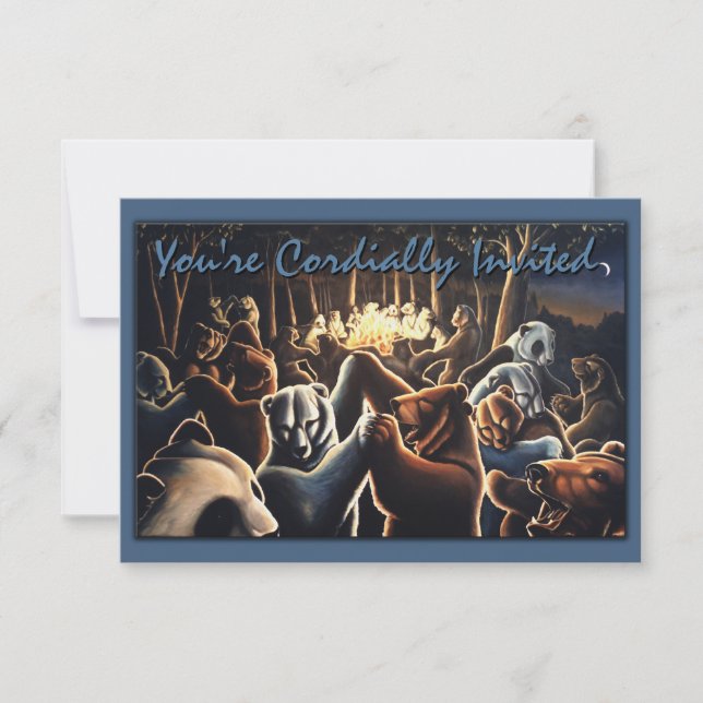 Bear Invitations Personalise Dancing Bear Art Card (Front)