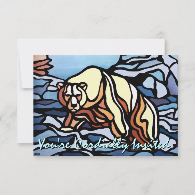 Bear Invitations Personalised Polar Bear Art Cards (Front)