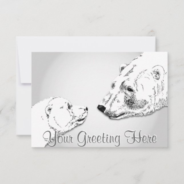 Bear Invitations Personalised Polar Bear Cubs Card (Front)