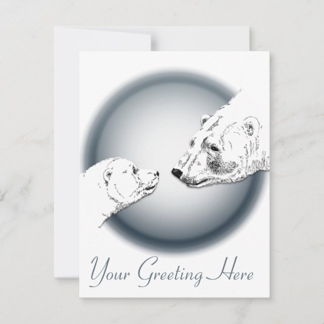Bear Invitations Personalised Polar Bear Cubs Card (Front)