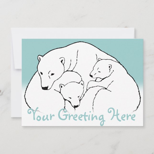 Bear Invitations Personalised Polar Bear Cubs Card (Front)