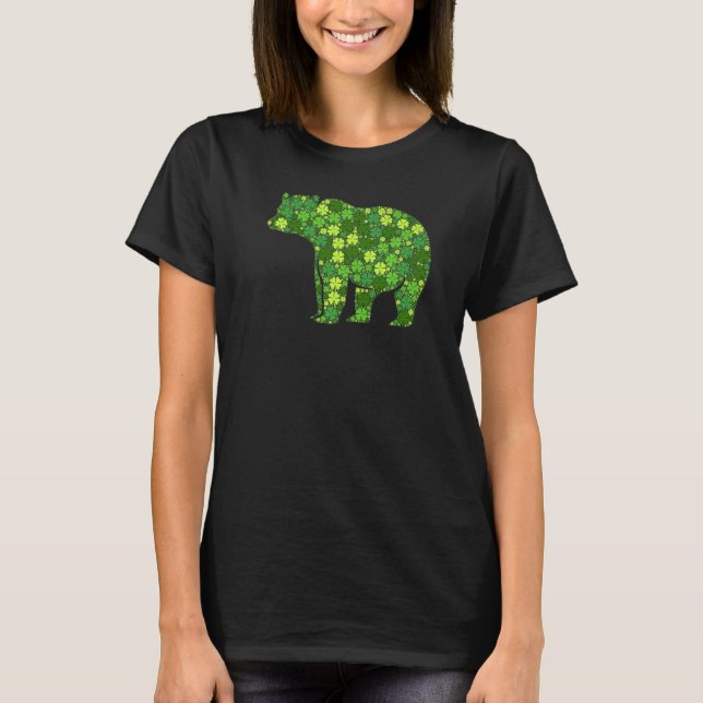 Bear Irish Lucky Green Shamrock C  St Patricks Day T-Shirt (Front)