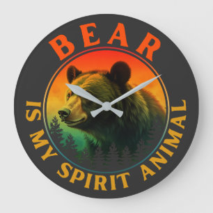 Bear is my spirit animal large clock