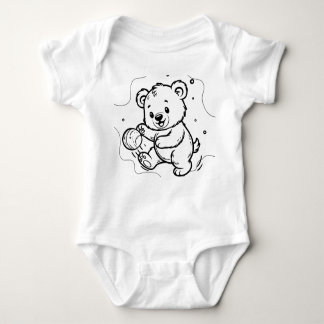 Bear is playing football  baby bodysuit