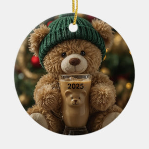 Bear-ista Cold Teddy Bear Ceramic Ornament