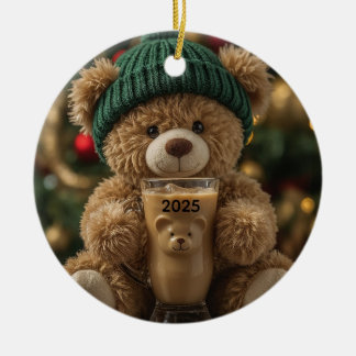 Bear-ista Cold Teddy Bear Ceramic Ornament