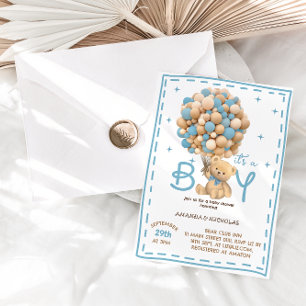 Bear It's a Boy Blue Baby Shower Invitation
