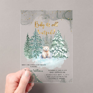 Bear It's Cold Outside Cute Baby Shower  Acrylic Invitations