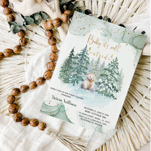 Bear It's Cold Outside Cute Baby Shower  Invitation
