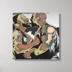Bear Kiss on Double Canvas (60s Flashback) Print