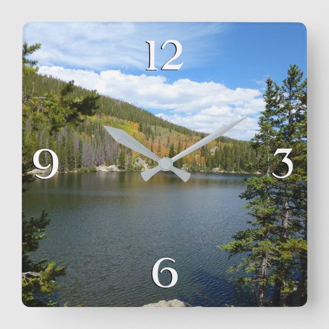 Bear Lake at Rocky Mountain National Park Square Wall Clock (Front)