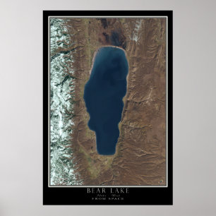 Bear Lake Idaho - Utah From Space Satellite Map Poster