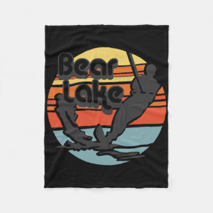 Bear Lake Utah Water Skiing Water Ski Retro Vintag Fleece Blanket
